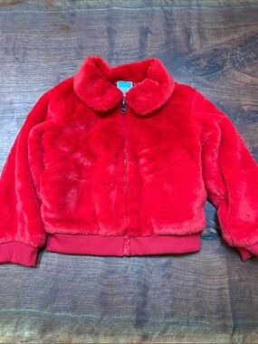 Garanimals Red Plush Faux-Fur Puffer Jacket - 4T - SO SOFT & COZY Like New